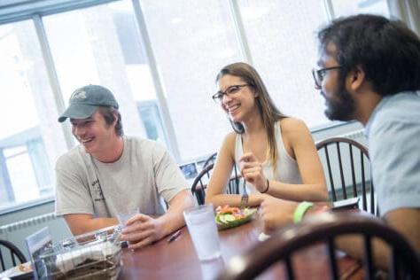 Students eat in the Malcom Parcell Room at the Commons during the Creosote Affects photo shoot May 2, 2019 at Washington & Jefferson College.